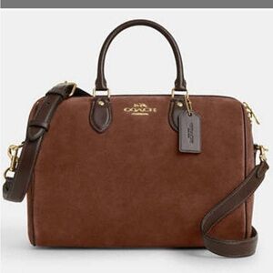 Coach BROWN SUEDE Rowan Satchel